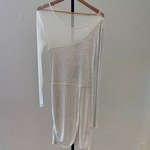 Sheri Bodell 100% Modal White and Silver Maxi Dress